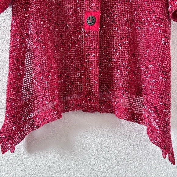 BLAIR Women’s Net Crochet Top Large Red See Through Boho Cover Up Beach Vacation - Picture 2 of 13